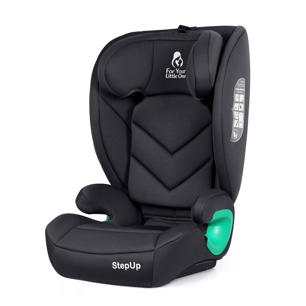 For Your Little One Stepup I-Size Belted 2/3 Car Seat Booster Seat - Midnight Black (4-12 Years) - 4 - 12 Years