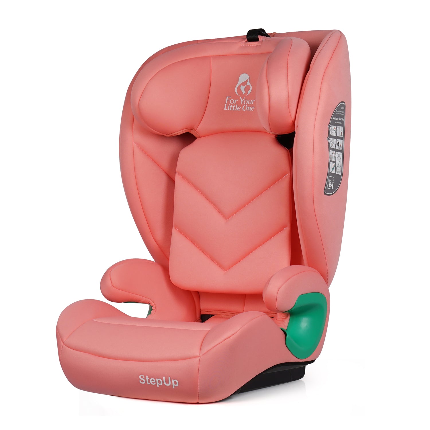 For Your Little One Stepup I-Size Belted 2/3 Car Seat Booster Seat - Blush Rose (4-12 Years) - 4 - 12 Years