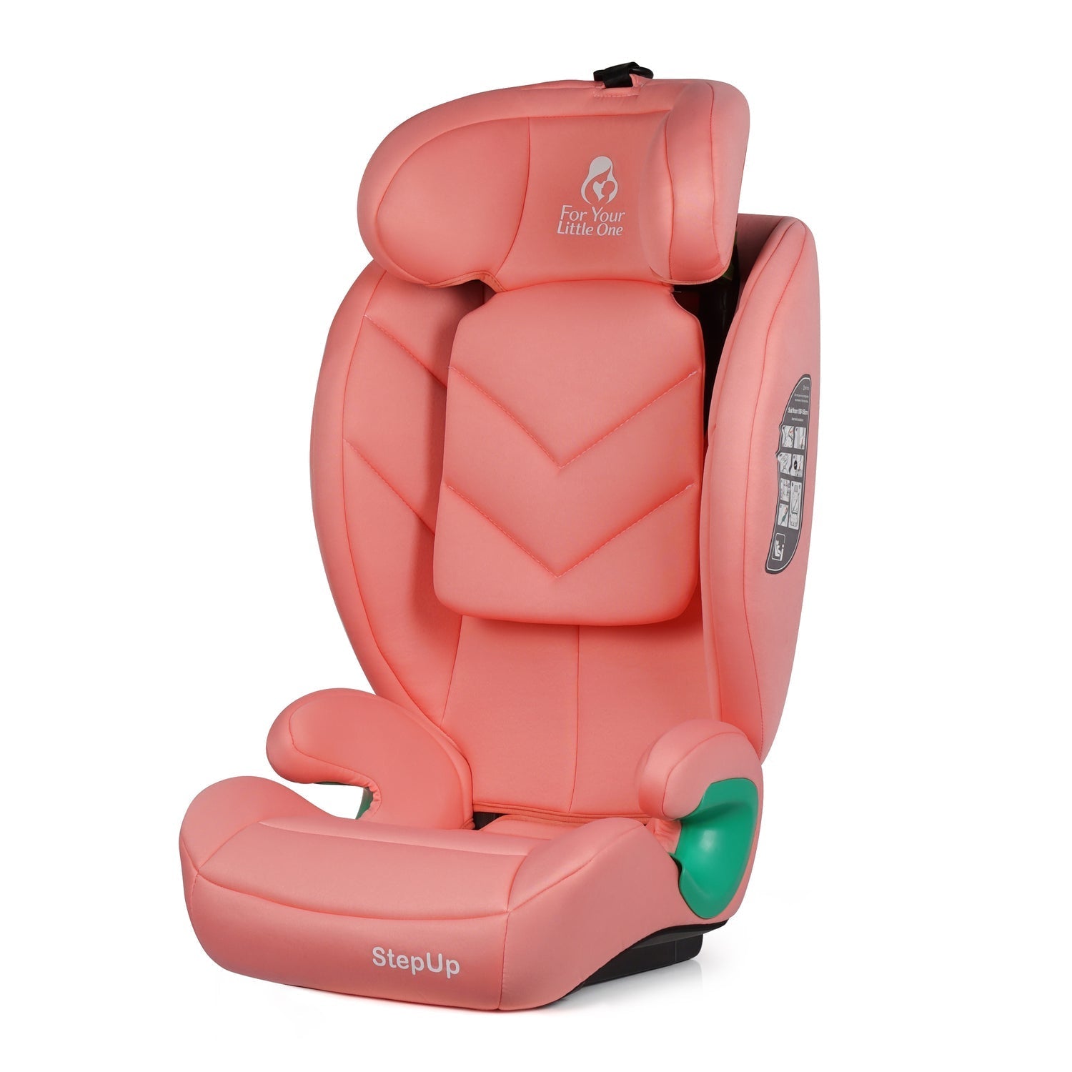 For Your Little One Stepup I-Size Belted 2/3 Car Seat Booster Seat - Blush Rose (4-12 Years) - 4 - 12 Years
