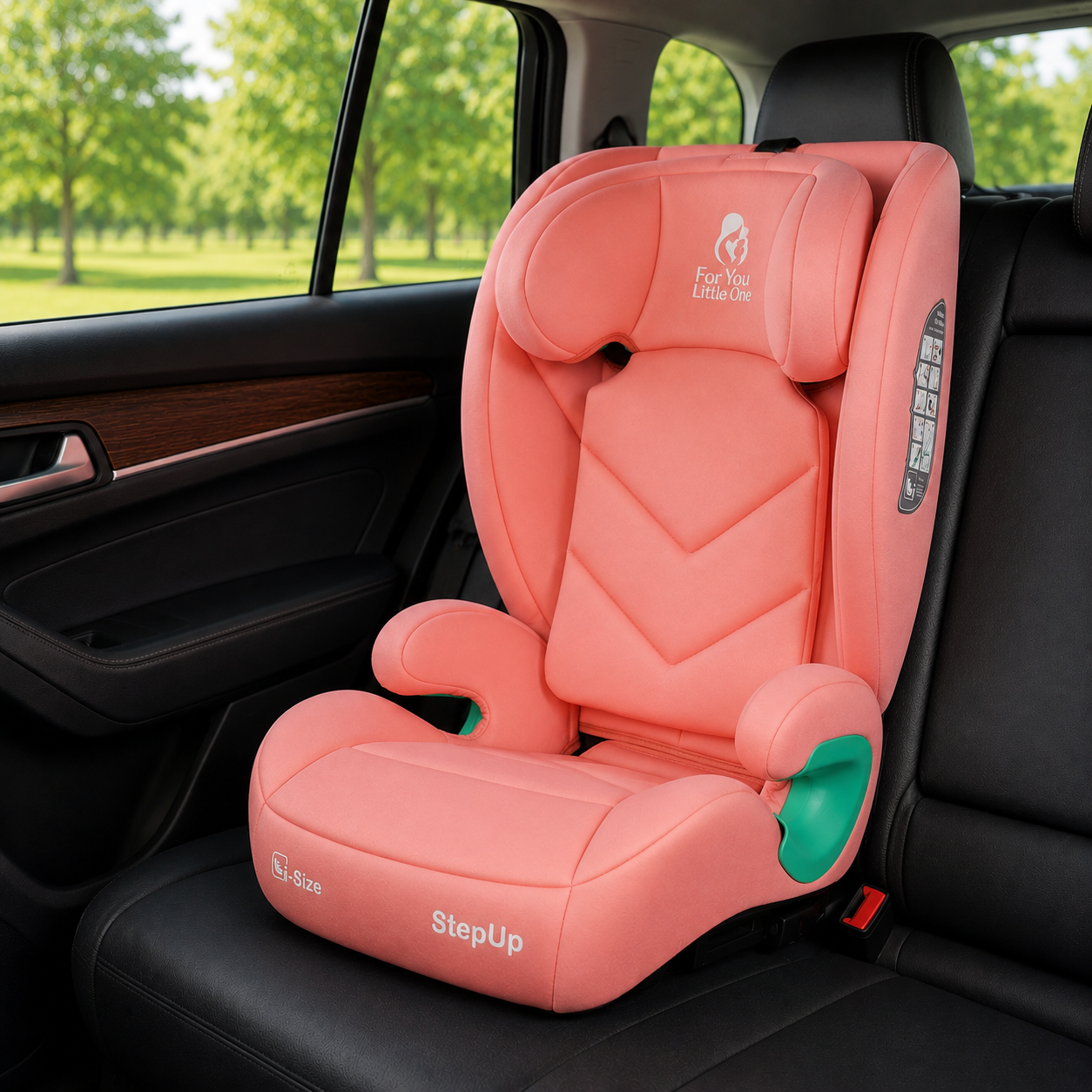For Your Little One Stepup I-Size Belted 2/3 Car Seat Booster Seat - Blush Rose (4-12 Years) - 4 - 12 Years