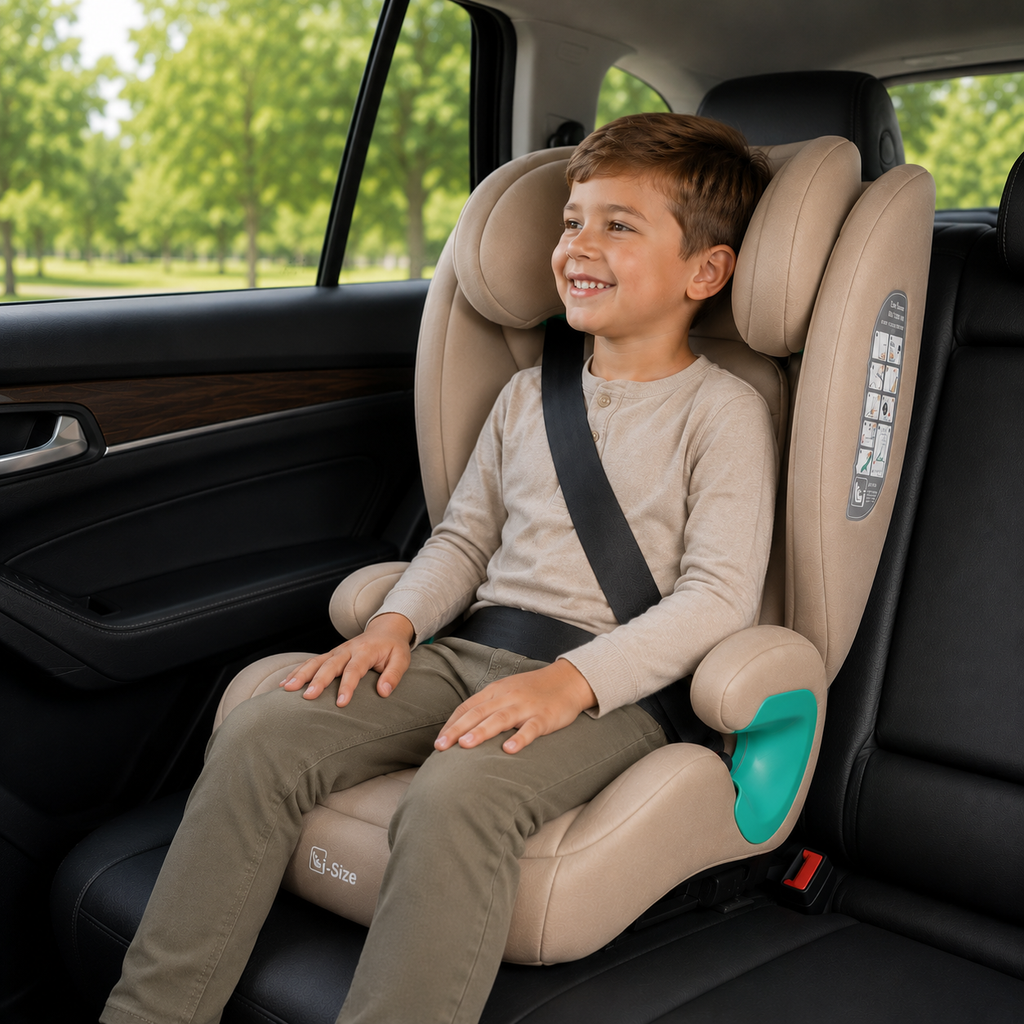 For Your Little One Stepup I-Size Belted 2/3 Car Seat Booster Seat - Latte Beige (4-12 Years) - 4 - 12 Years
