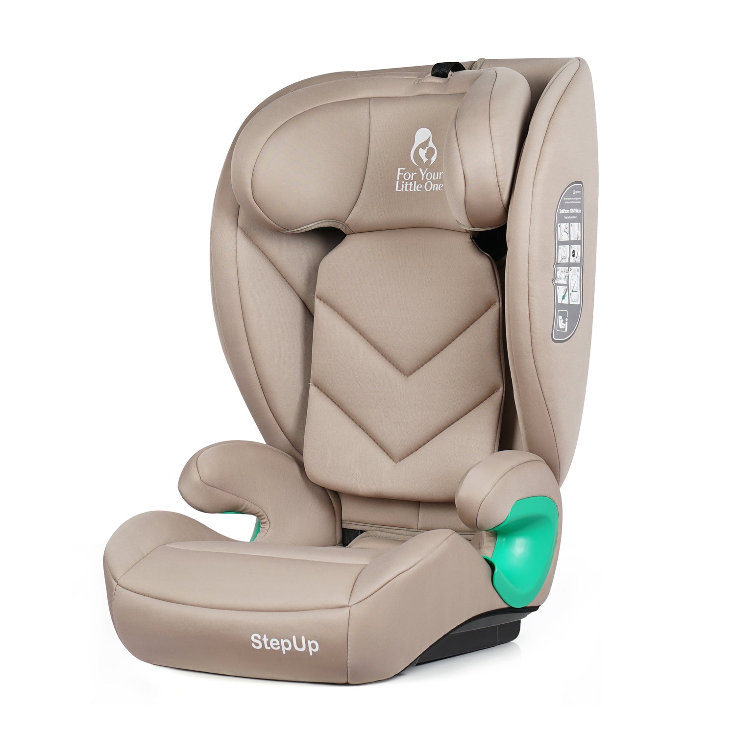 For Your Little One Stepup I-Size Belted 2/3 Car Seat Booster Seat - Latte Beige (4-12 Years) - 4 - 12 Years