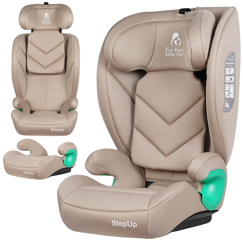 For Your Little One Stepup I-Size Belted 2/3 Car Seat Booster Seat - Latte Beige (4-12 Years) - 4 - 12 Years