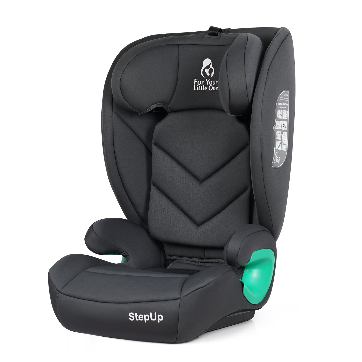 For Your Little One Stepup I-Size Belted 2/3 Car Seat Booster Seat - Slate Mist (4-12 Years) - 4 - 12 Years