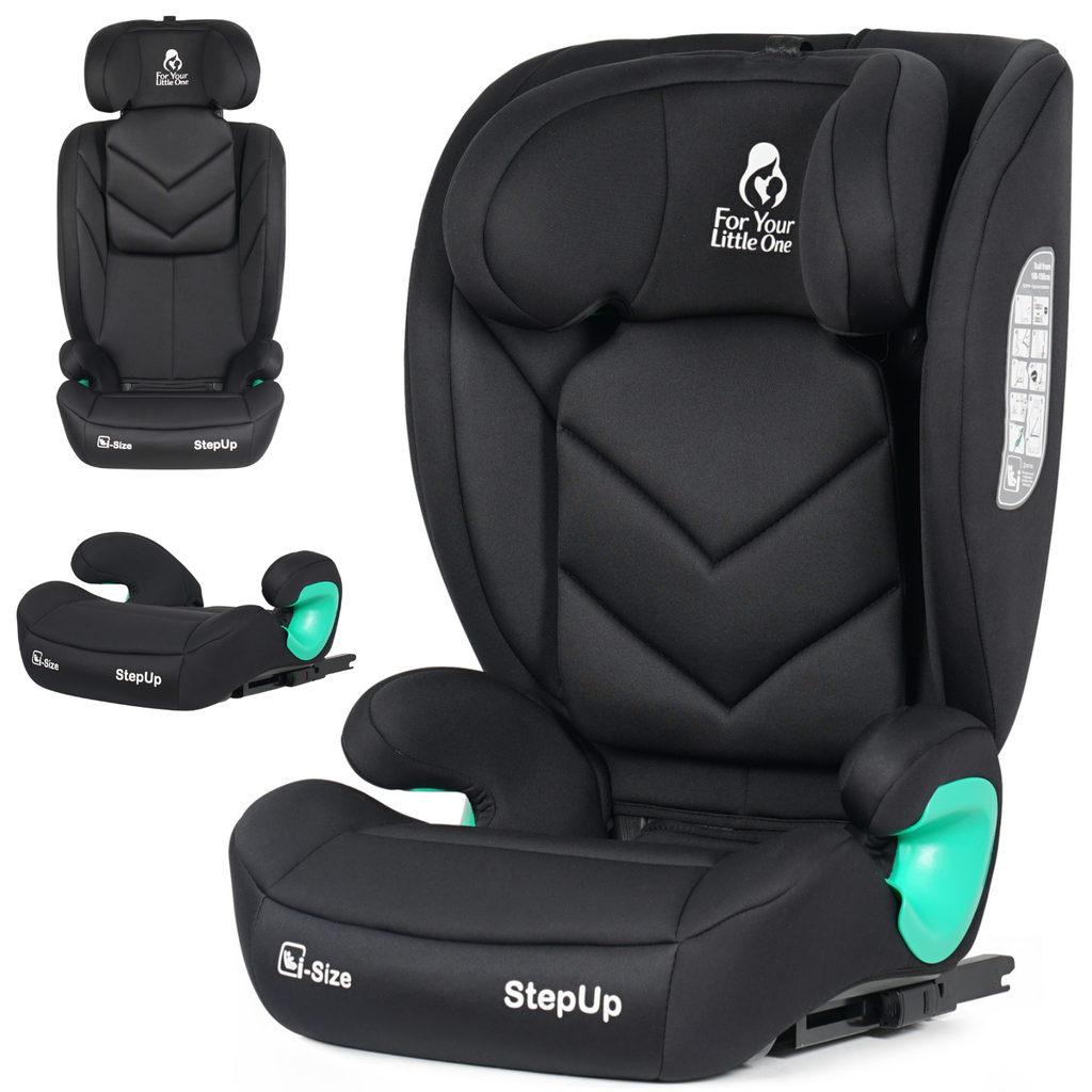 For Your Little One Stepup I-Size Isofix 2/3 Car Seat Booster Seat - Midnight Black (4-12 Years) - 4 - 12 Years