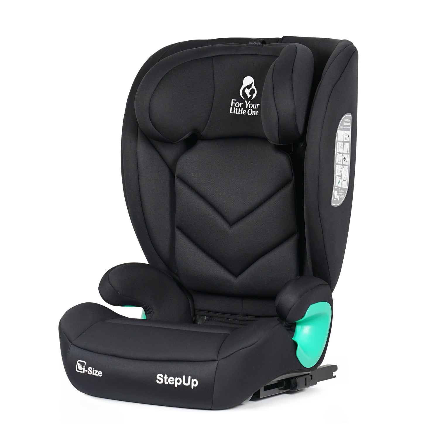 For Your Little One Stepup I-Size Isofix 2/3 Car Seat Booster Seat - Midnight Black (4-12 Years) - 4 - 12 Years