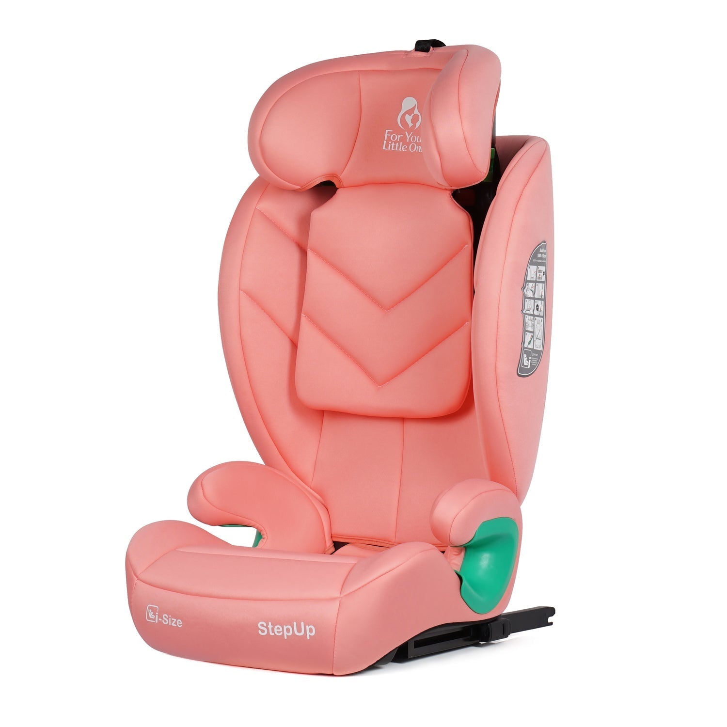 For Your Little One Stepup I-Size Isofix 2/3 Car Seat Booster Seat - Blush Rose (4-12 Years) - 4 - 12 Years