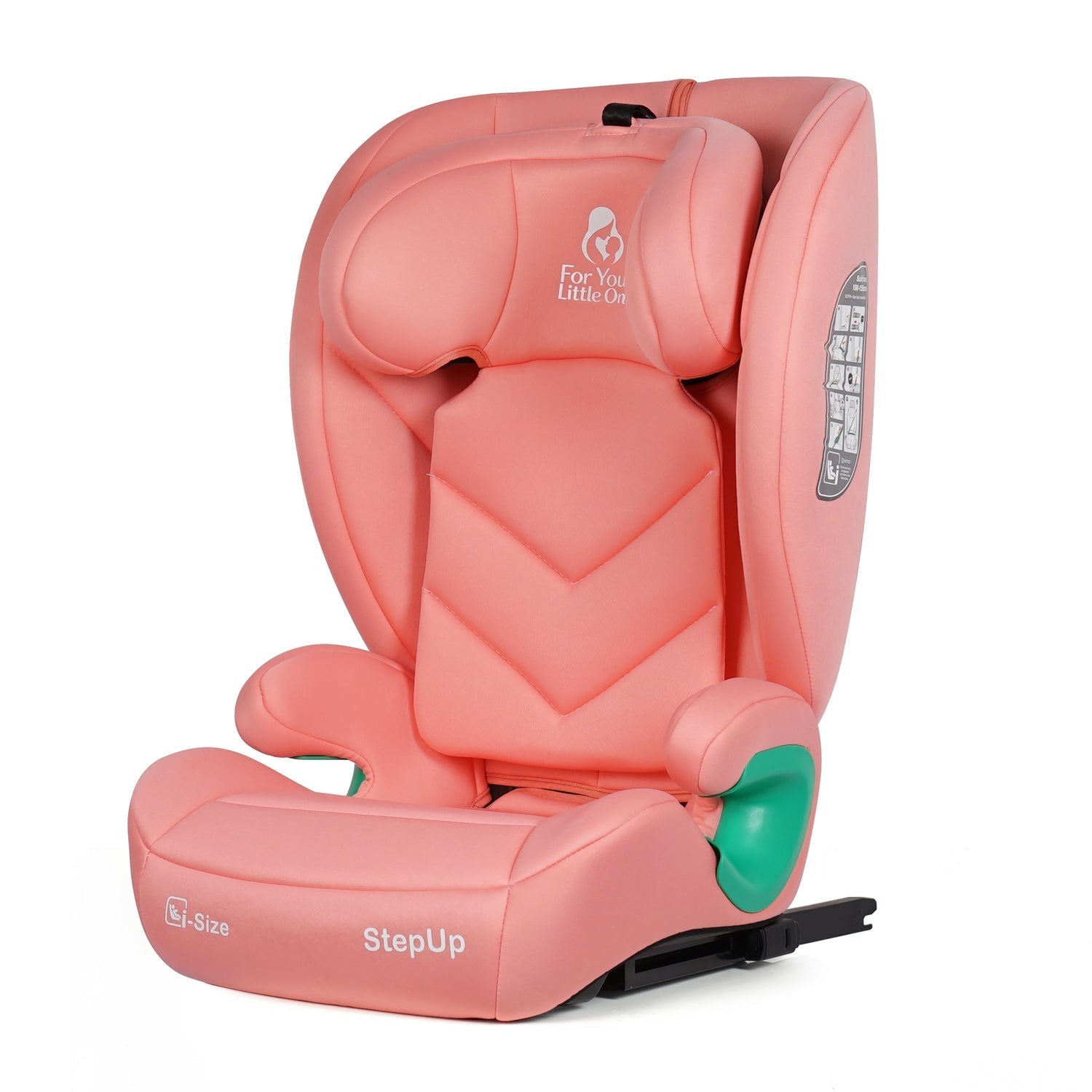 For Your Little One Stepup I-Size Isofix 2/3 Car Seat Booster Seat - Blush Rose (4-12 Years) - 4 - 12 Years