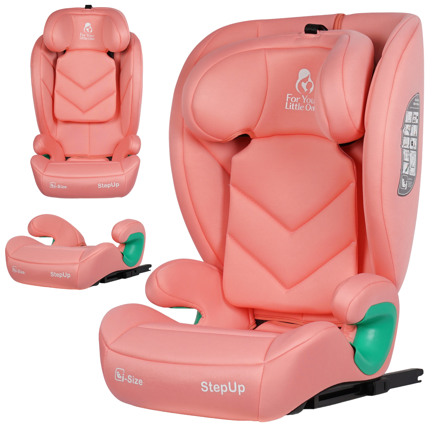 For Your Little One Stepup I-Size Isofix 2/3 Car Seat Booster Seat - Blush Rose (4-12 Years) - 4 - 12 Years