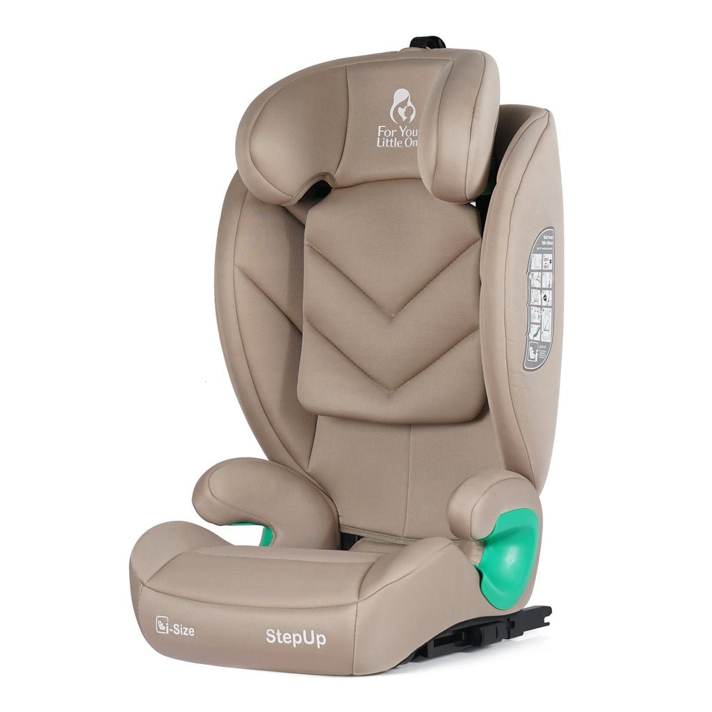 For Your Little One Stepup I-Size Isofix 2/3 Car Seat Booster Seat - Latte Beige (4-12 Years) - 4 - 12 Years