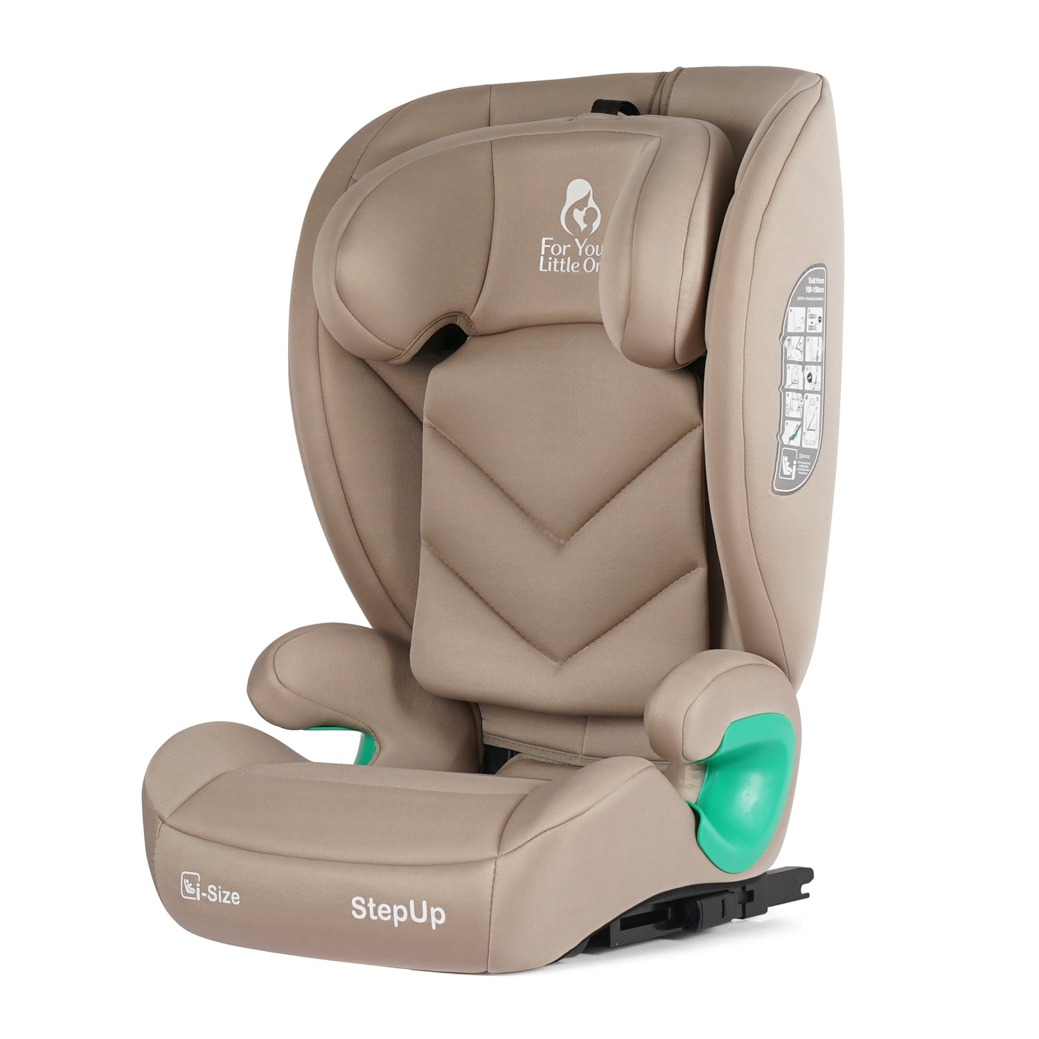 For Your Little One Stepup I-Size Isofix 2/3 Car Seat Booster Seat - Latte Beige (4-12 Years) - 4 - 12 Years