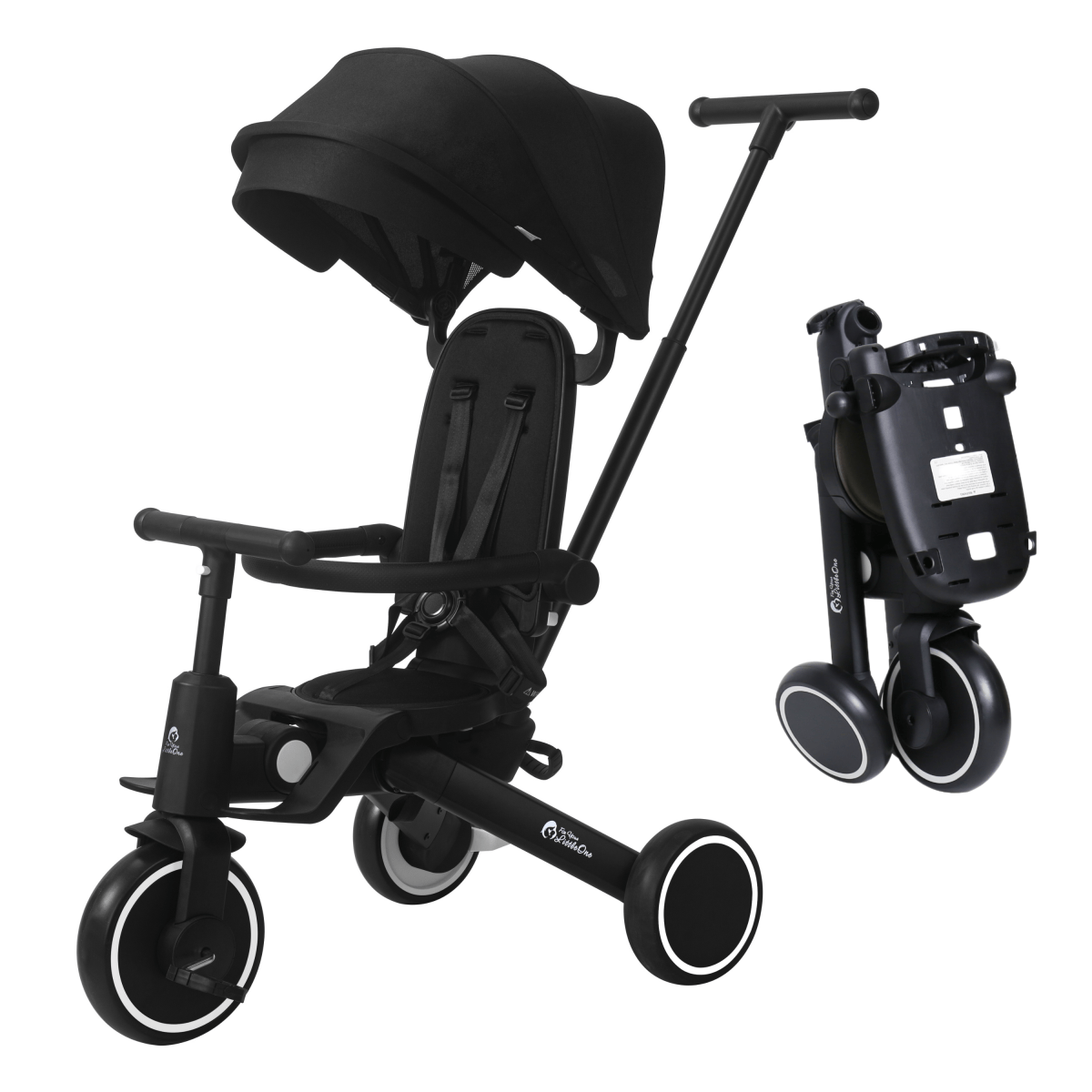 Foryourlittleone Xplor 6 in 1 Foldable Trike - Jet Black (10m-4y) - Trikes
