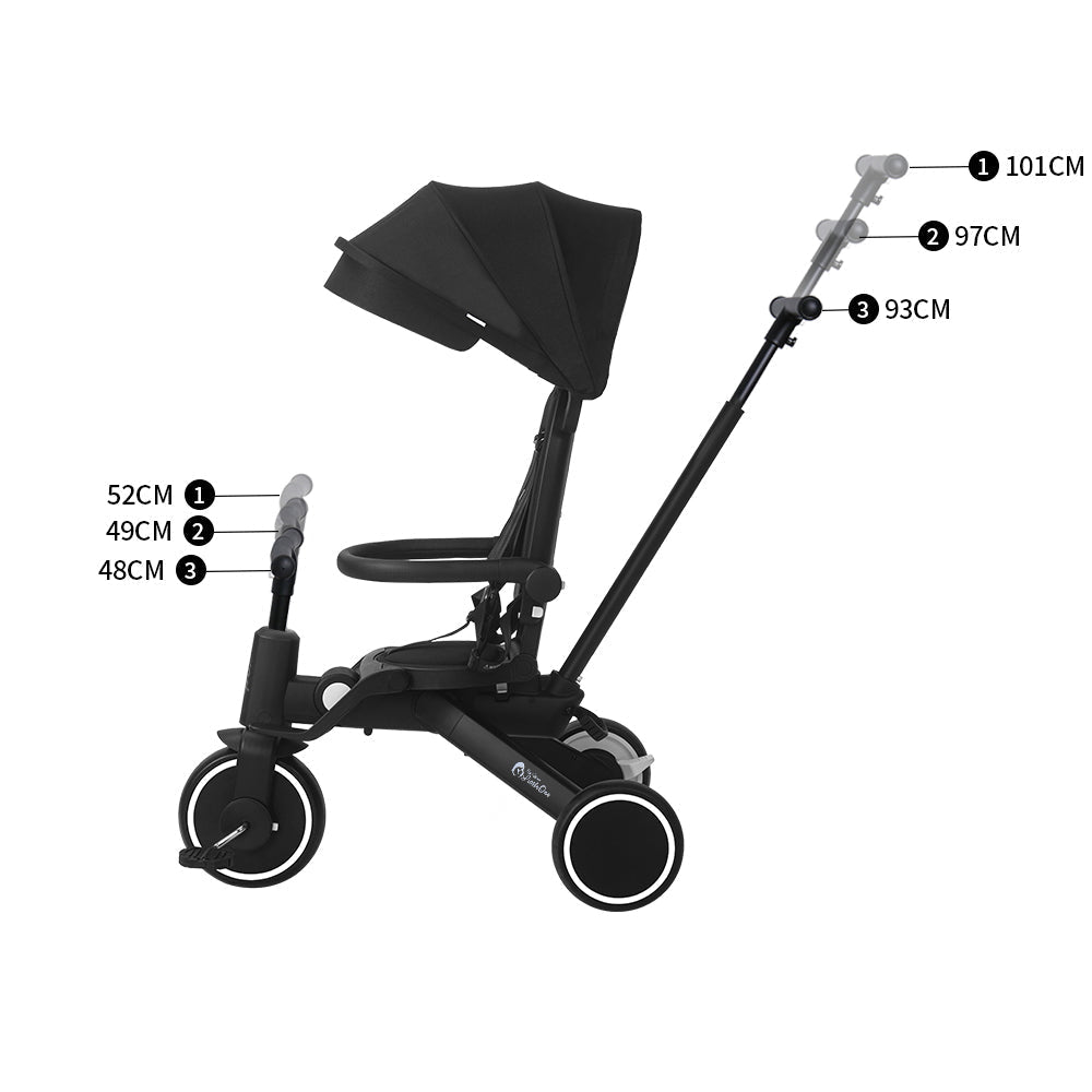 Foryourlittleone Xplor 6 in 1 Foldable Trike - Jet Black (10m-4y)