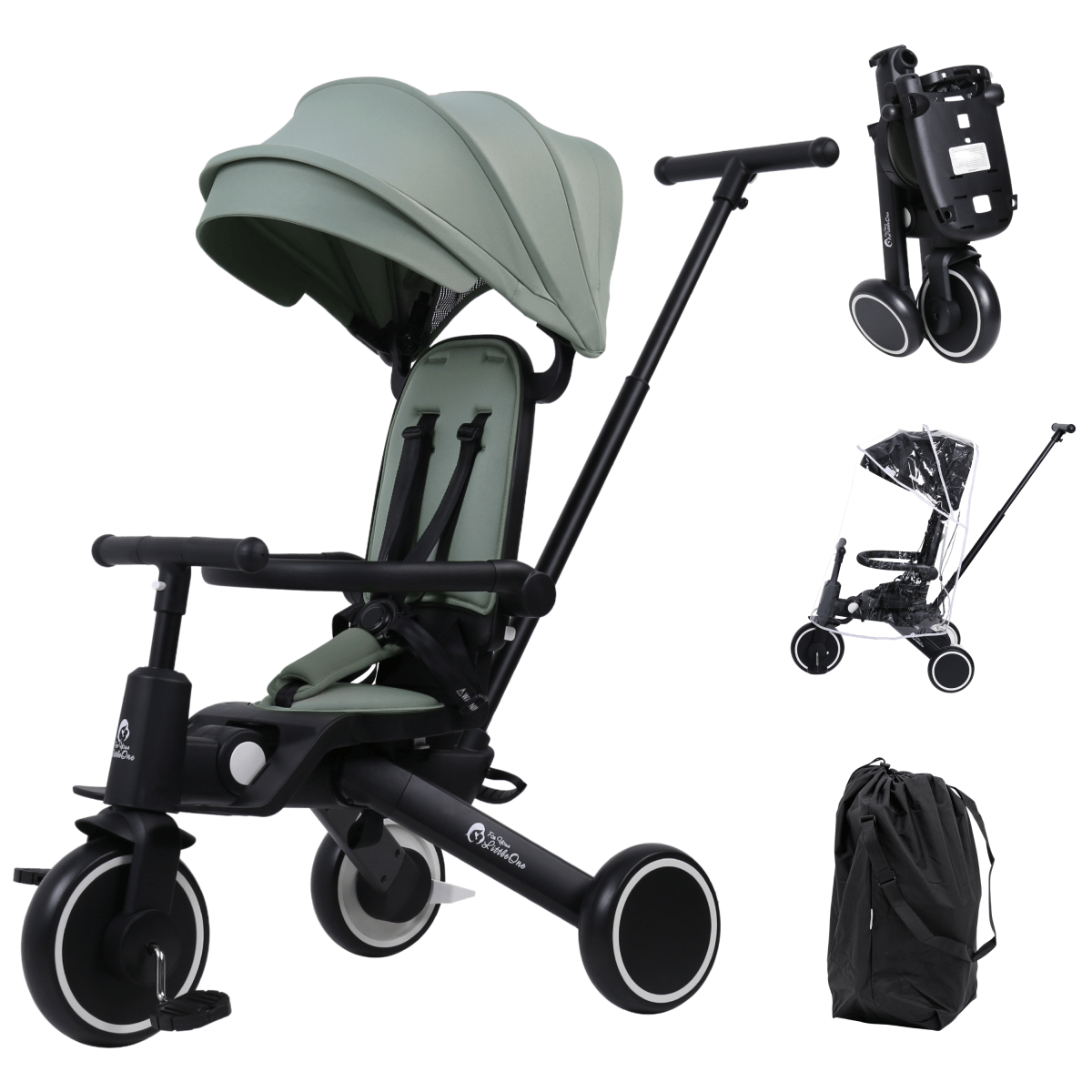Foryourlittleone Xplor Plus 6 in 1 Foldable Trike - Green (10m-4y)