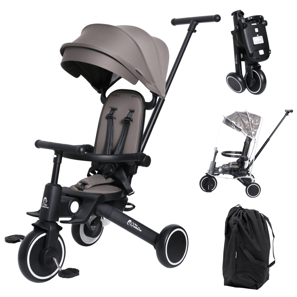 Foryourlittleone Xplor Plus 6 in 1 Foldable Trike - Grey Olive (10m-4y) - Trikes