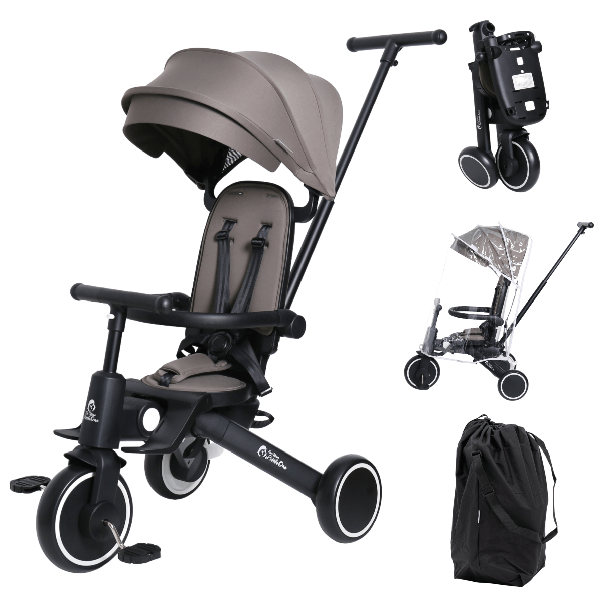 Foryourlittleone Xplor Plus 6 in 1 Foldable Trike - Grey Olive (10m-4y)