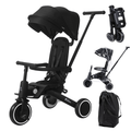 Foryourlittleone Xplor Plus 6 in 1 Foldable Trike - Jet Black (10m-4y)