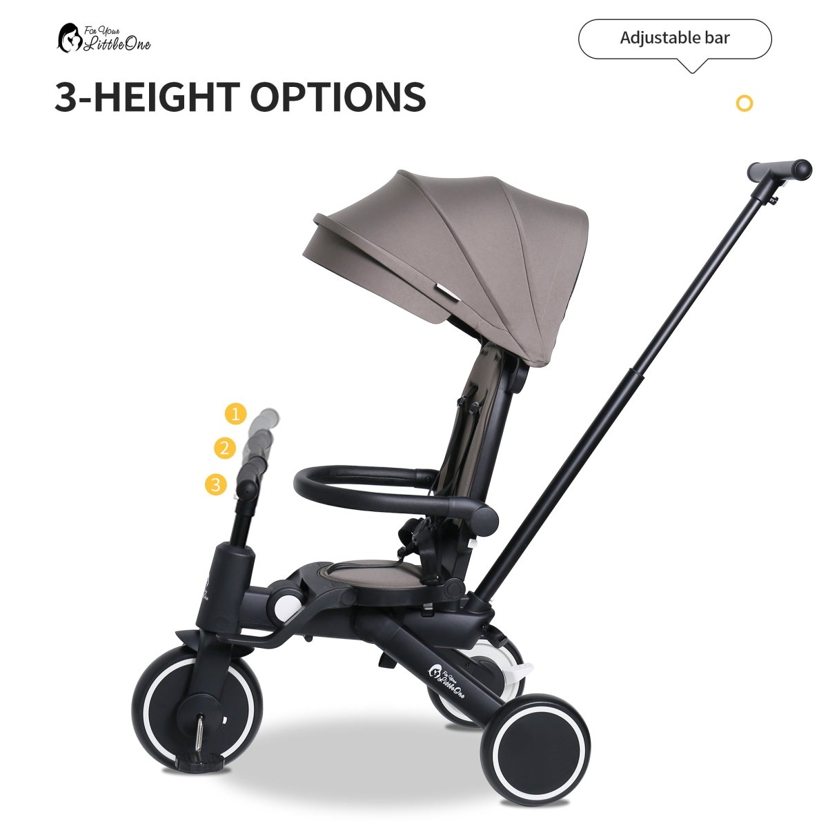 Foryourlittleone Xplor Plus 6 in 1 Foldable Trike - Pastel Pink (10m-4y) - Trikes