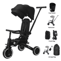 Foryourlittleone Xplor Ultimate 6 in 1 Foldable Trike - Jet Black (10m-4y) - Trikes