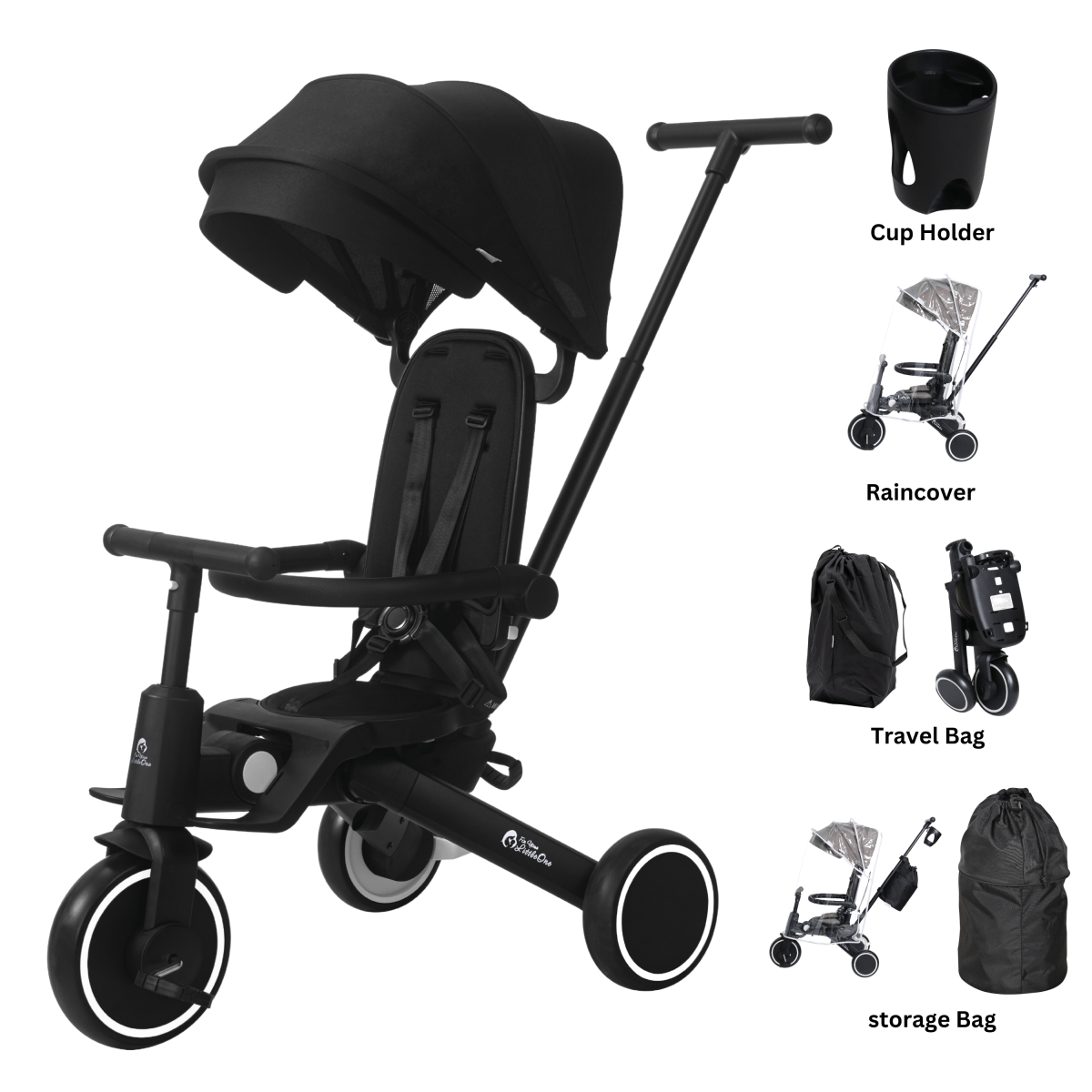 Foryourlittleone Xplor Ultimate 6 in 1 Foldable Trike - Jet Black (10m-4y)