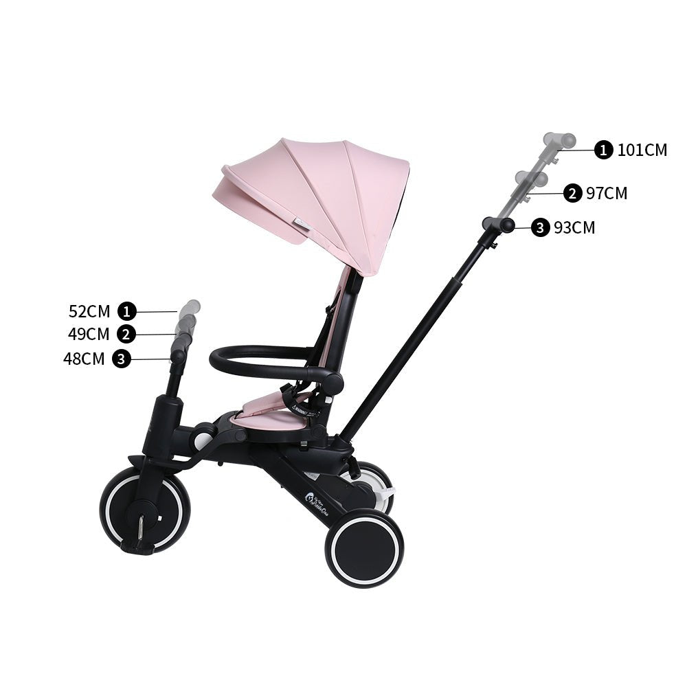 Foryourlittleone Xplor Ultimate 6 in 1 Foldable Trike - Pastel Pink (10m-4y)