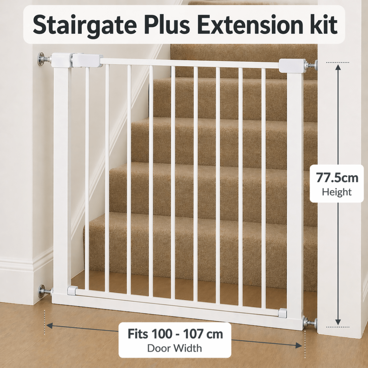 FYLO Baby Safety Stair Gate Pressure Fit Extra Wide - White-7