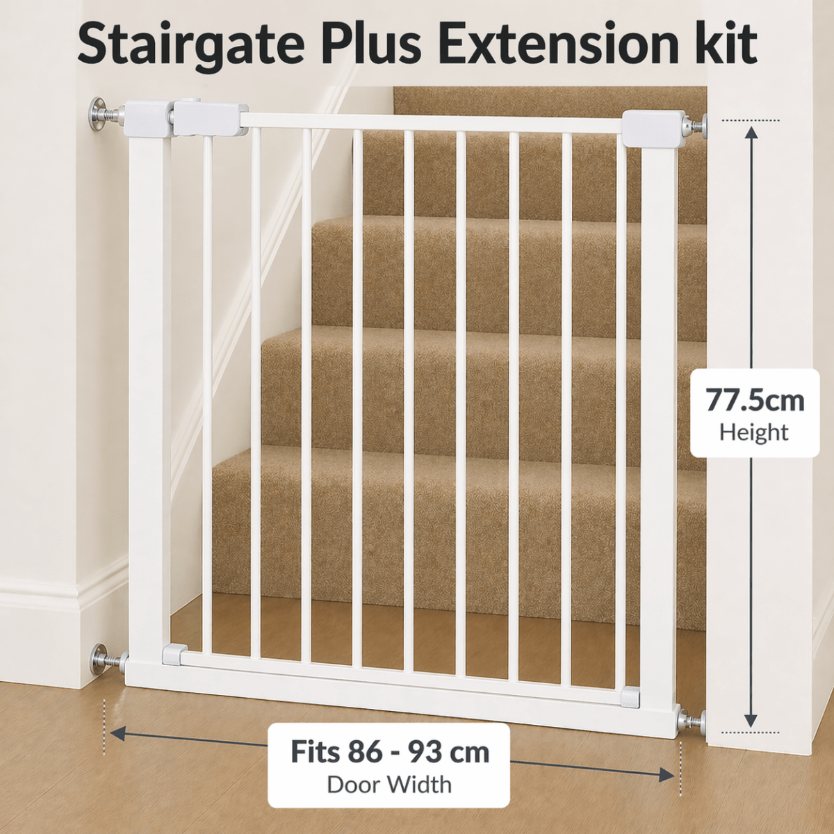 FYLO Baby Safety Stair Gate Pressure Fit Extra Wide - White-5