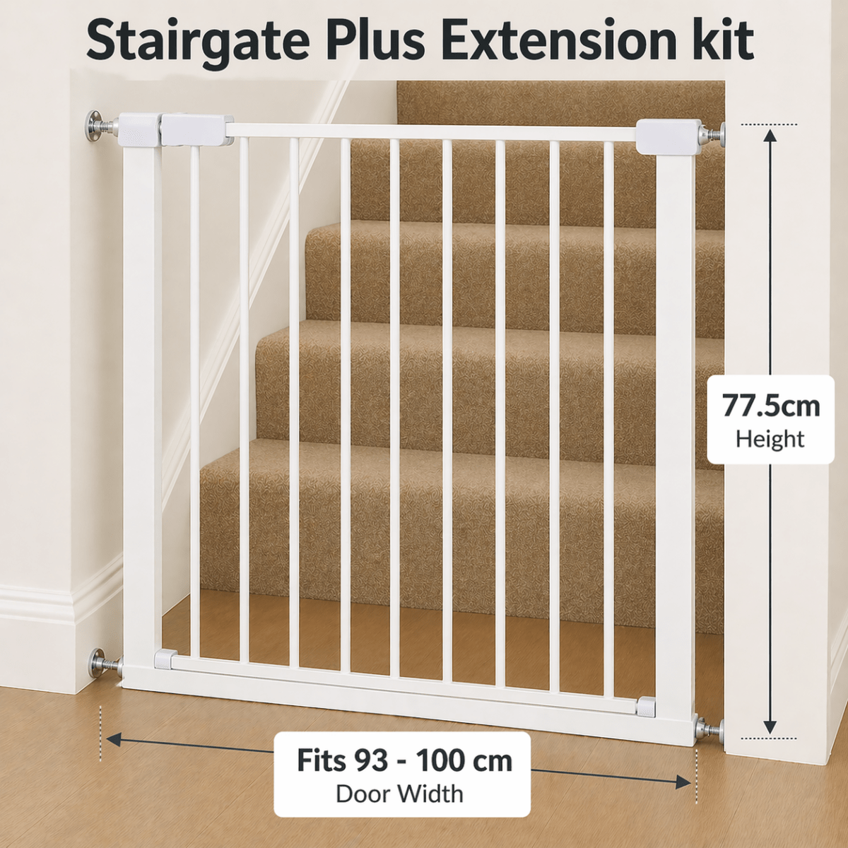 FYLO Baby Safety Stair Gate Pressure Fit Extra Wide - White-6