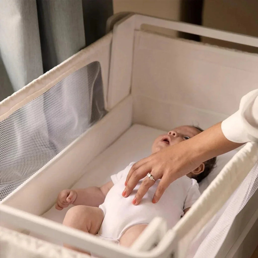 Gaia Baby Hera Bedside Crib² - White/Natural - White/Natural - Baby Bedside Cribs