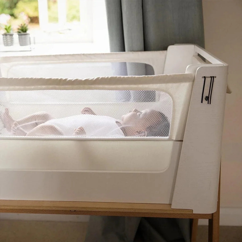 Gaia Baby Hera Bedside Crib² - White/Natural - White/Natural - Baby Bedside Cribs