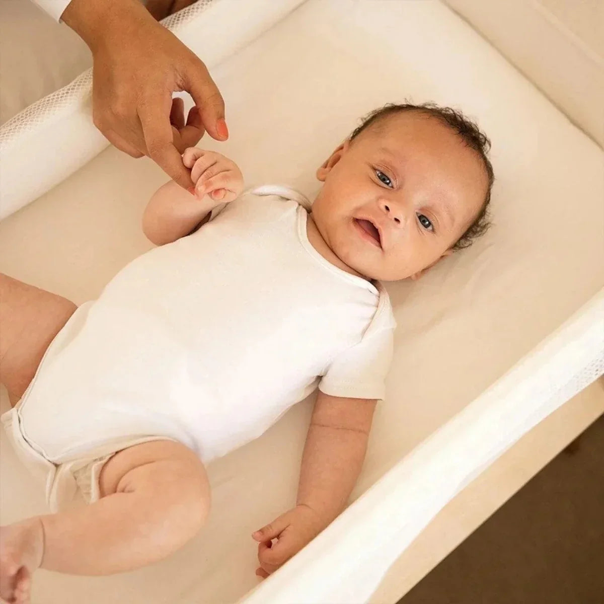 Gaia Baby Hera Bedside Crib² - White/Natural - White/Natural - Baby Bedside Cribs