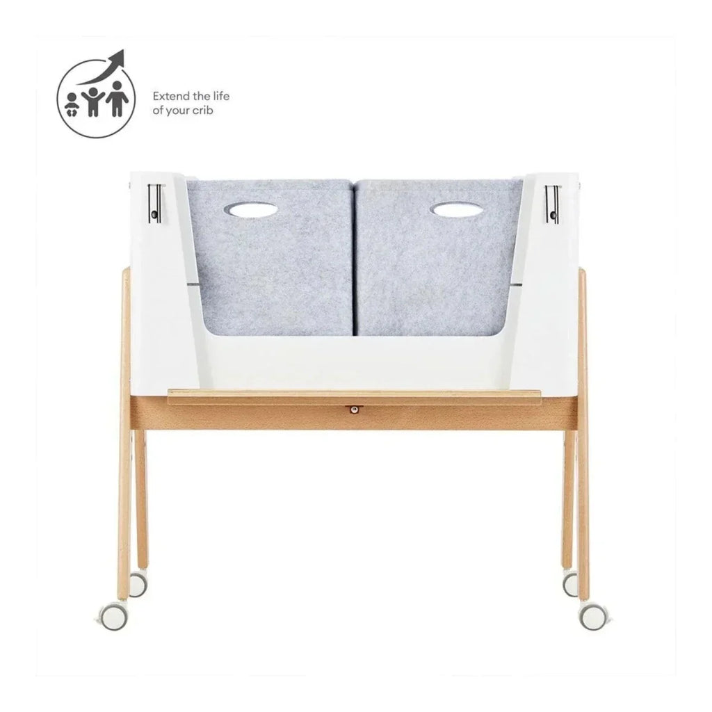 Gaia Baby Hera Bedside Crib² - White/Natural - White/Natural - Baby Bedside Cribs
