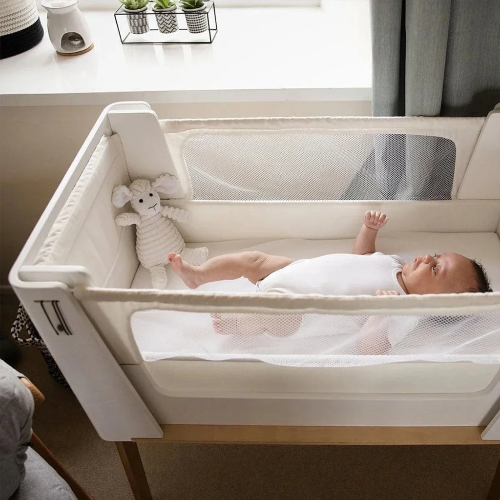 Gaia Baby Hera Bedside Crib² - White/Natural - White/Natural - Baby Bedside Cribs