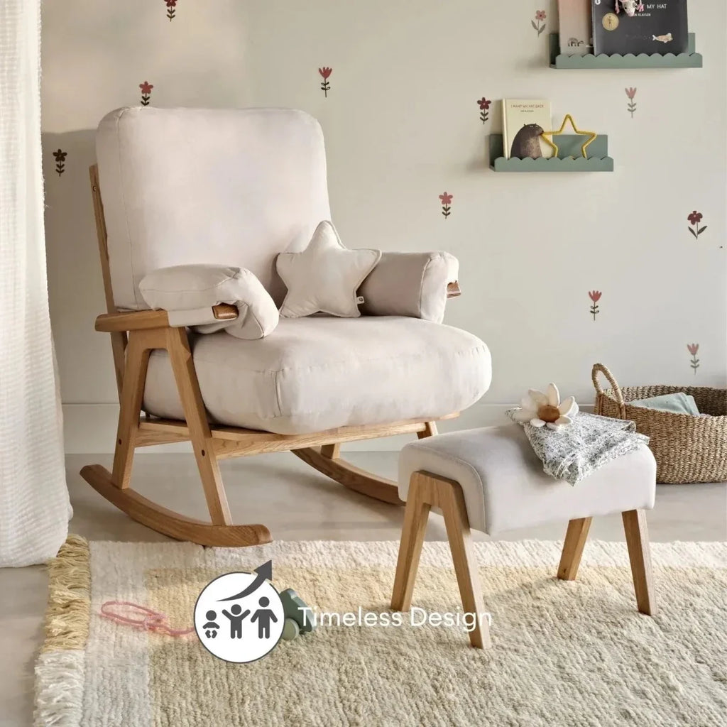 Gaia Baby Hera Rocking Chair - Natural Oak/Barley - Natural Oak/Barley - Nursery Chair