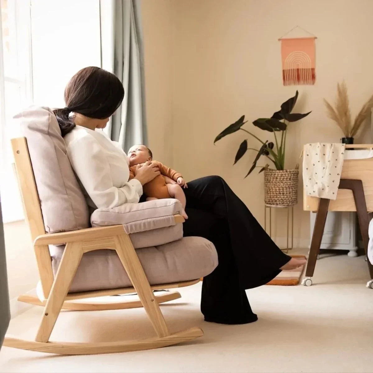 Gaia Baby Hera Rocking Chair - Natural Oak/Barley - Natural Oak/Barley - Nursery Chair