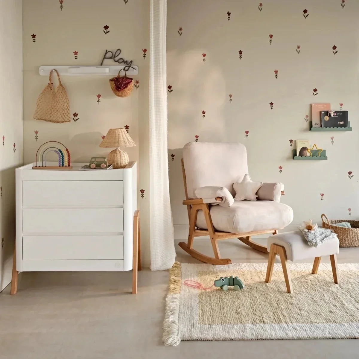 Gaia Baby Hera Rocking Chair - Natural Oak/Barley - Natural Oak/Barley - Nursery Chair