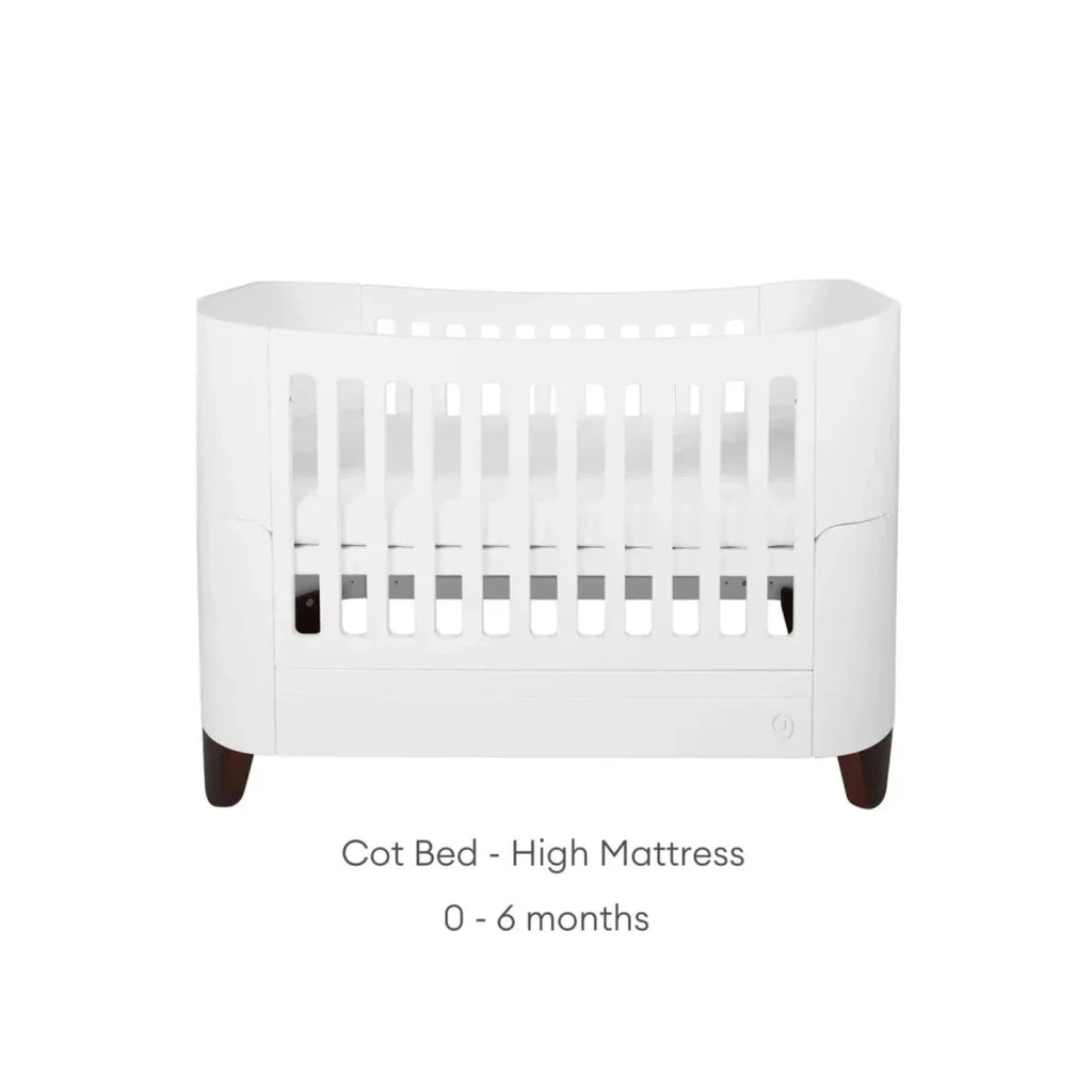 Gaia Baby Serena Cot Bed and Bedside Crib Set - White/Walnut - White/Walnut - Convertible Baby Cots