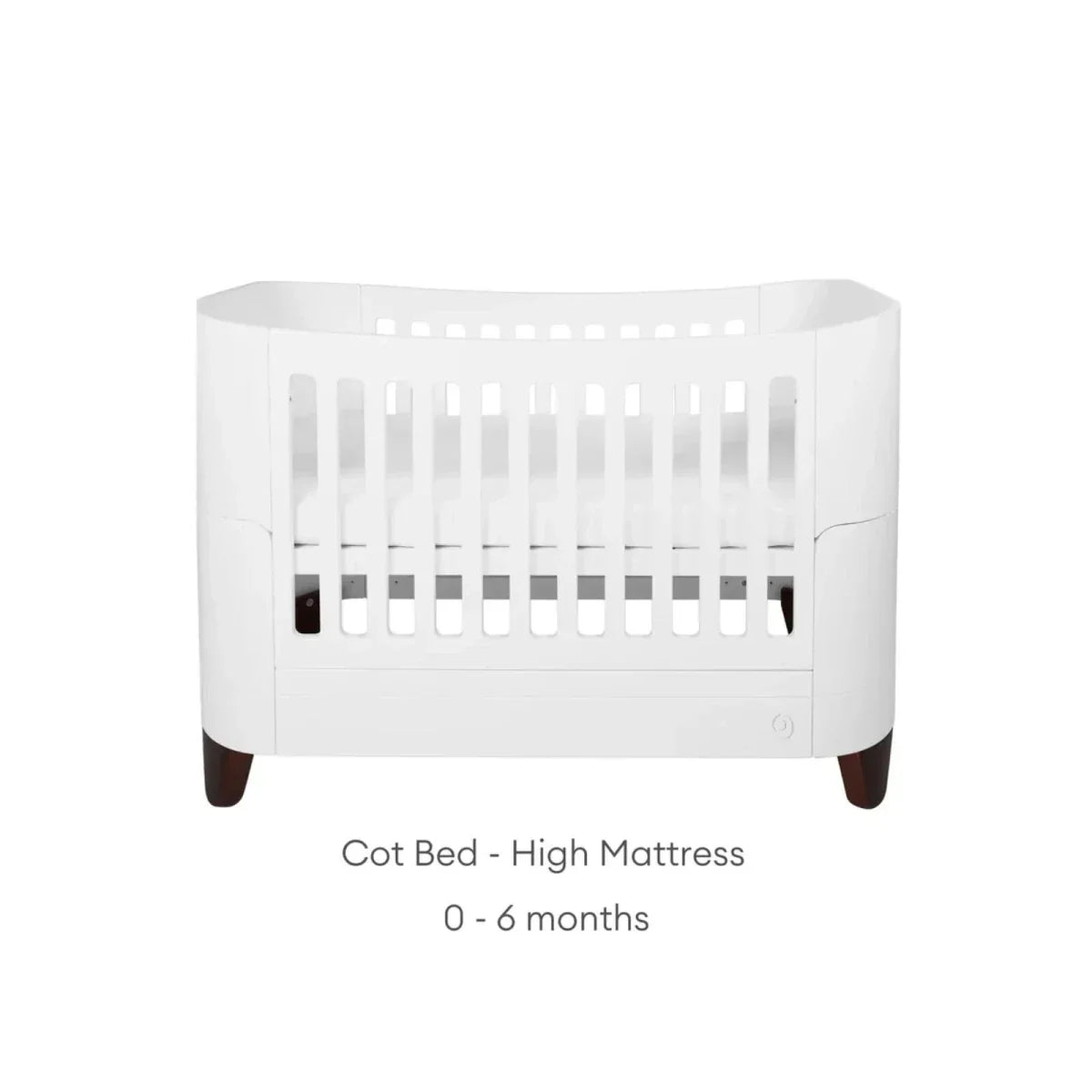 Gaia Baby Serena Cot Bed and Bedside Crib Set - White/Walnut - White/Walnut - Convertible Baby Cots
