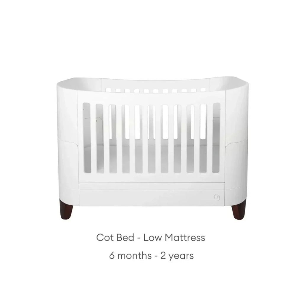 Gaia Baby Serena Cot Bed and Bedside Crib Set - White/Walnut - White/Walnut - Convertible Baby Cots