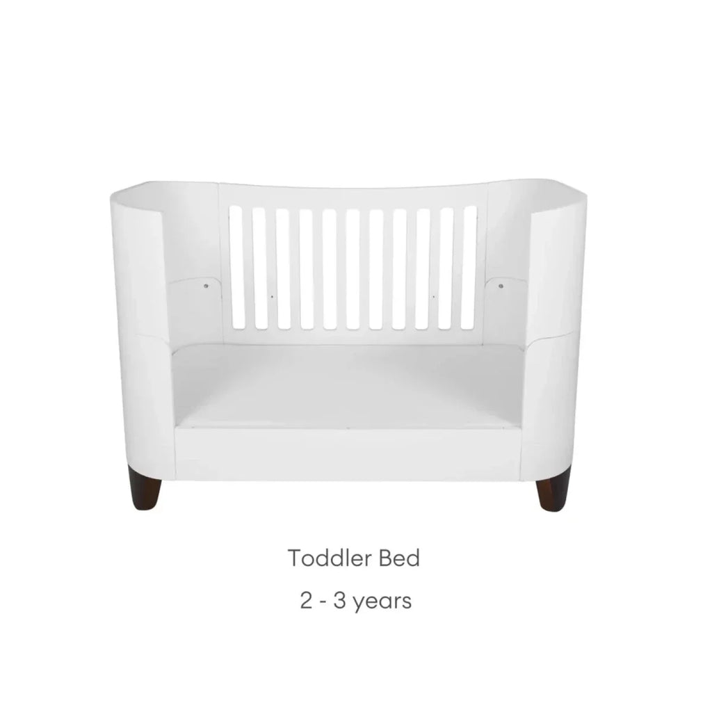 Gaia Baby Serena Cot Bed and Bedside Crib Set - White/Walnut - White/Walnut - Convertible Baby Cots
