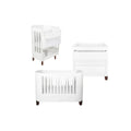 Gaia Baby Serena Cot Bed and Bedside Crib Set - White/Walnut - White/Walnut - Convertible Baby Cots