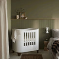 Gaia Baby Serena Mini Cot Bed - White/Walnut - White/Walnut - Convertible Baby Cots