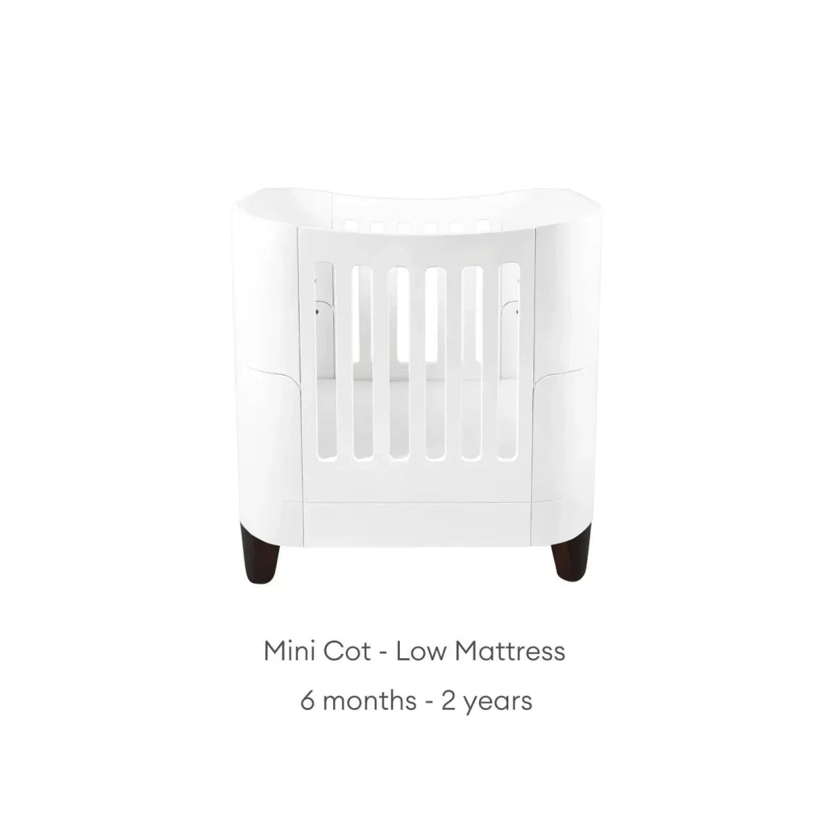 Gaia Baby Serena Mini Cot Bed - White/Walnut - White/Walnut - Convertible Baby Cots
