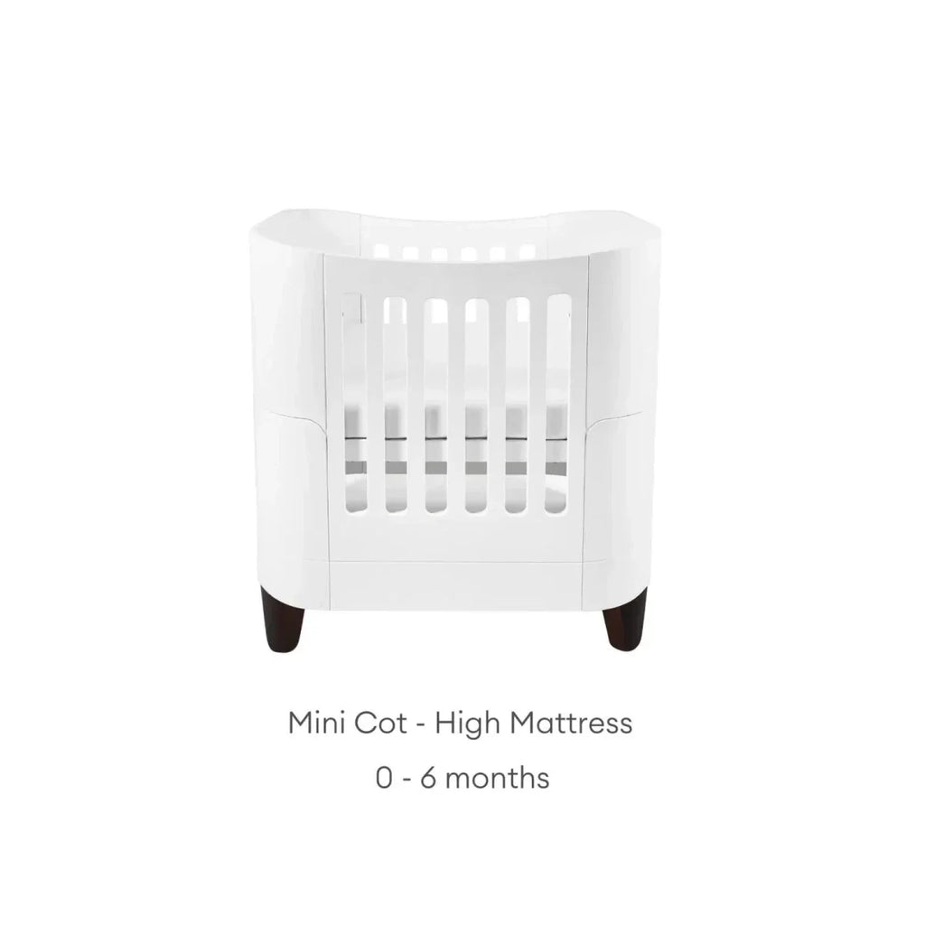 Gaia Baby Serena Mini Cot Bed - White/Walnut - White/Walnut - Convertible Baby Cots