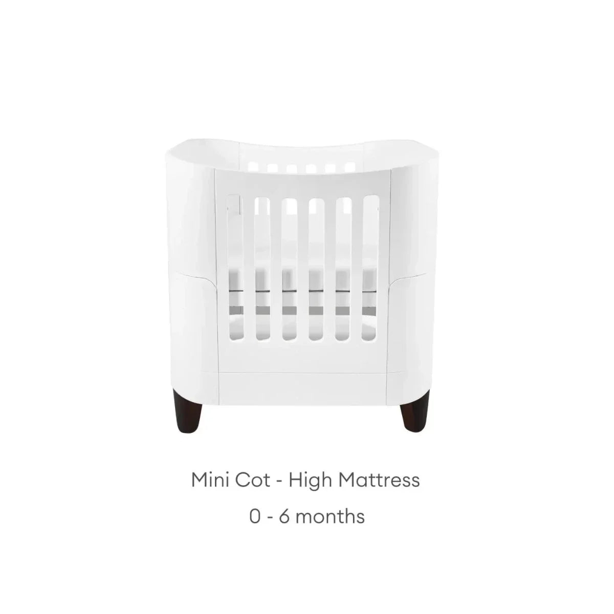 Gaia Baby Serena Mini Cot Bed - White/Walnut - White/Walnut - Convertible Baby Cots