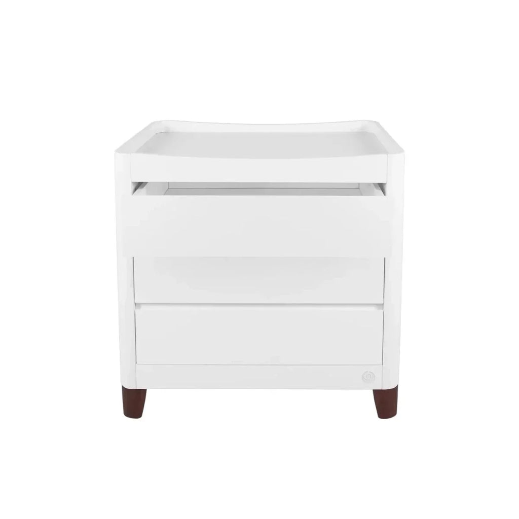 Gaia Baby Serena Mini Cot & Dresser Room Set - White/Walnut - White/Walnut - 2 Piece Furniture Sets