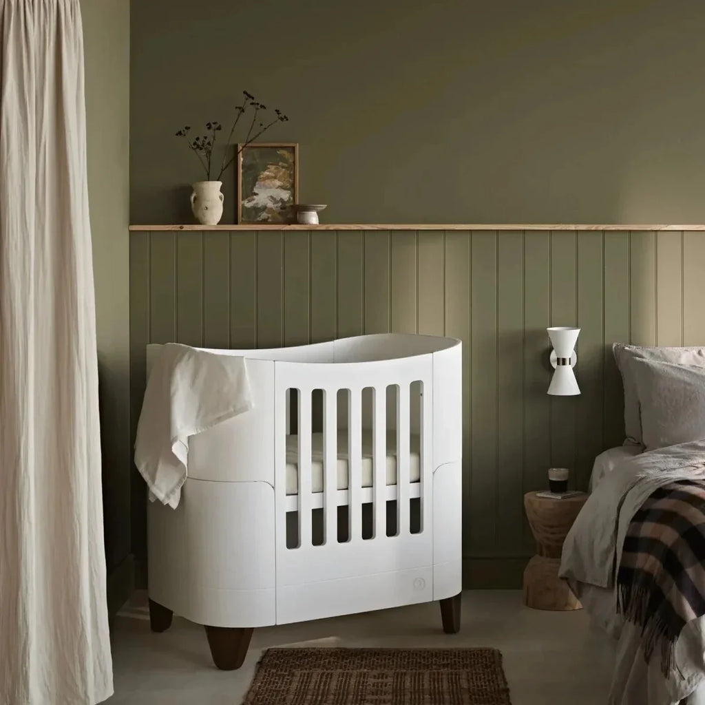 Gaia Baby Serena Mini Cot & Dresser Room Set - White/Walnut - White/Walnut - 2 Piece Furniture Sets