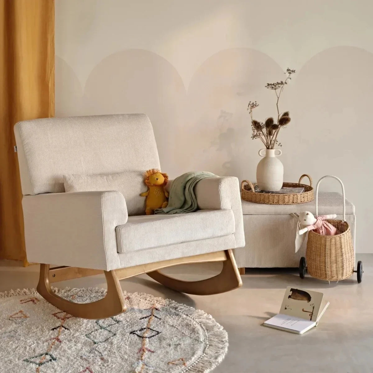 Gaia Baby Serena Rocking & Nursing Chair - Ecru Corduroy - Ecru Corduroy - Nursery Chair