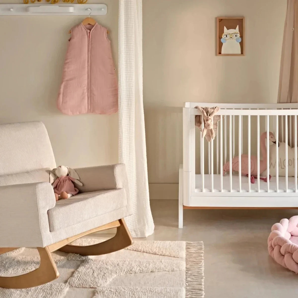Gaia Baby Serena Rocking & Nursing Chair - Ecru Corduroy - Ecru Corduroy - Nursery Chair