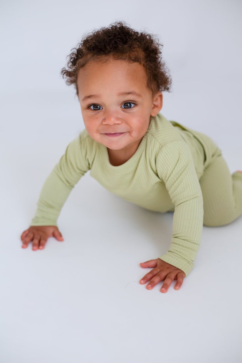 Green Ribbed Bamboo Two-Piece Set Long Sleeve Pyjamas - Pyjamas